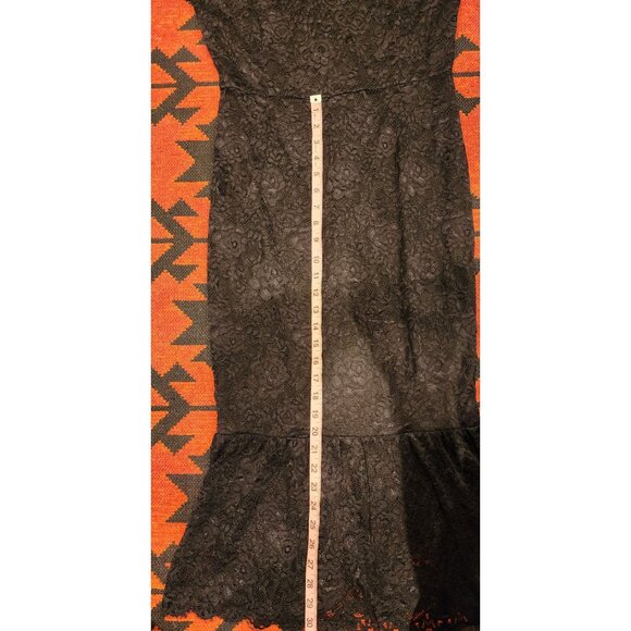 NEW Elegant Black Stretch Lace Ruffle Hem Midi Dress For Women Size Medium - Picture 11 of 11